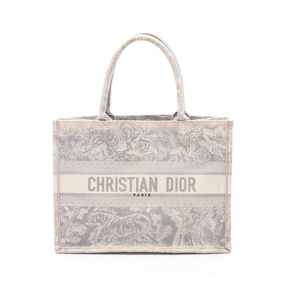 Christian Dior Dior BOOK TOTE Medium Tote Bag Handbag Canvas Women's Gray/White